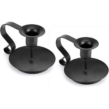 Ljusstake Svart, Smidesjärn Avsmalnande Ljusstake, Bröllop, Middag, Festdekorationer Ljusstakar, 2 st-FQ-