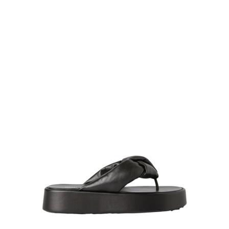 Miu Miu Leather Flatform Sandalen , Zwart , Dames , Maat: 40 EU