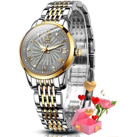 Dame automatisk ur diamant mekanisk selvoptrækkende mode elegant kjole ur lysende vandtæt rustfrit stål dato