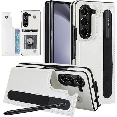 Z Fold 5 -kotelo, PU-nahkainen lompakkokotelo yhteensopiva Samsung Galaxy Z Fold 5:n kanssa, jossa S Pen -pidike, korttipidike ja jalusta