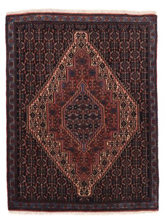 Oriental Senneh Rug 73X96 Black/Dark Red Wool, Persia