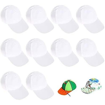 17 stk DIY Baseballcaps Justerbar Ensfarget Hatt Hvit Maling Polyester Sportscap For Barn Maling DIY