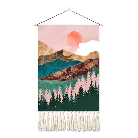 Bohemian Macrame Woven Wall Hanging Sunrise Wall Hanging Tapestry with Colo