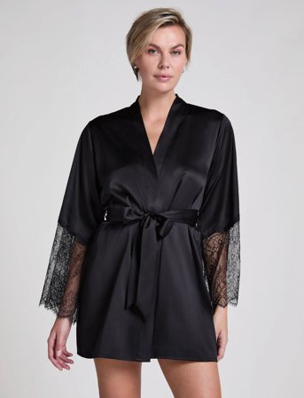 Hunkemöller Satin Kimono - Black - XL/XXL