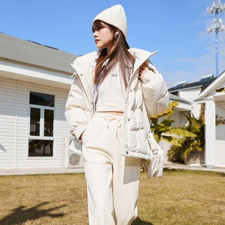 Dunjacka Dam Medium Lång Design Hooded Warm Tjock Coat White S