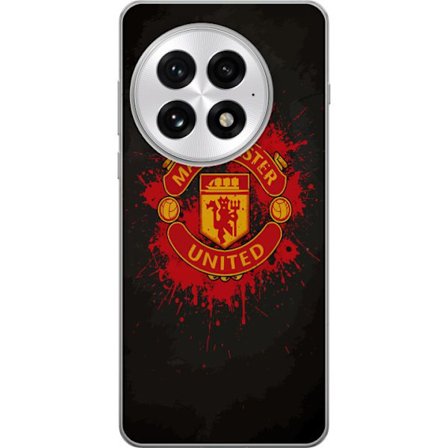 Kompatibelt Mobildeksel til OnePlus OnePlus 13 Manchester United logo i rød og gul farge med røff sportslig bakgrunn