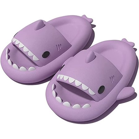 AVEKI Unisex Shark Slides Non-Slip Novelty Open Toe Sandals Fashionable Cute Beach Slippers Indoor & Outdoor, Purple, Size: 36/37