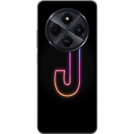 Kompatibelt Mobildeksel til Xiaomi Xiaomi Redmi A4 Minimalistisk neonbokstav J i fargeskiftende lys mot svart bakgrunn