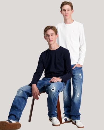 Tommy Hilfiger 2 PK LS TEE Blau T-Shirts Jungen - Kids Brand Store