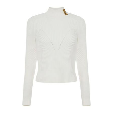 Elisabetta Franchi Canalé Trui , Wit , Dames , Maat: M