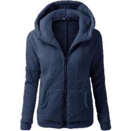 Luvtröja För Damer Med Fickor I Enfärgad Fleece-tröja