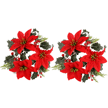 Lysmanchetter til kronelys 2-pak Jul med blomsterdesign fra