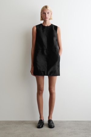 COS Women's Pony Hair Effect Leather Mini Dress in Black