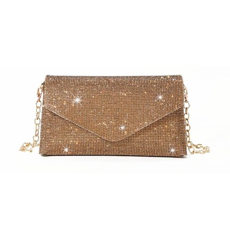 Glitter Aftenveske for Kvinner Bryllup Clutch Veske Kjede Skulderveske Liten Selskapsveske Crossbody Veske