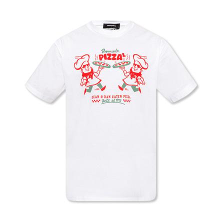 Dsquared2 Printed T-shirt vit, Herr, Herr, Storlek: L