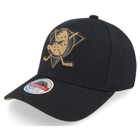 Mitchell & Ness - Hatstore Exclusive x Anaheim Ducks TKO Leather Logo NHL Bronze/Black Adjustable Adjustable Black Cap - NHL @ Hatstore