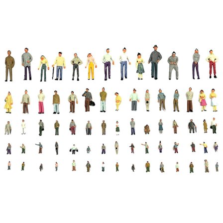 100 stk./sæt Menneskefigurer Bærbar Fint Tekstur ABS Levende Malet Figur