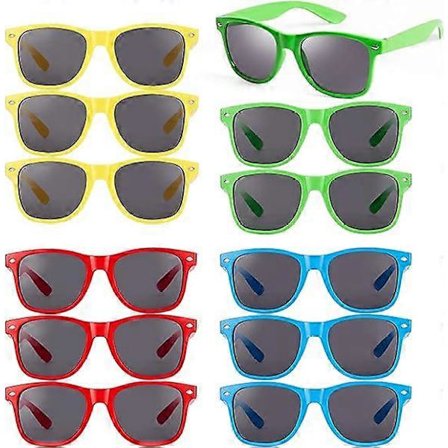 12-pak flerfarvede solbriller til børn eller voksne, strand- og pooltilbehør med UV-beskyttelse