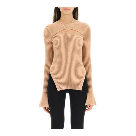 Andrea Adamo, Round-neck Knitwear Beige, Dames, Maat:M