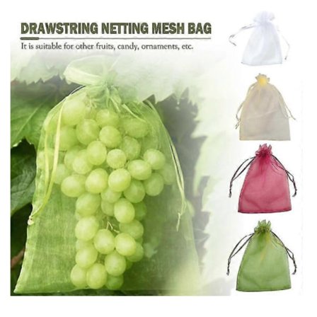100 stk. Frugtbeskyttelsesposer Anti-insekt og Anti-fugl Have Net Jordbærpose Net Druepose Snøreplantepose