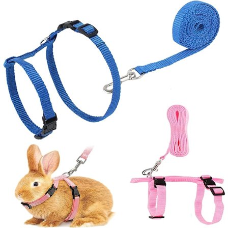 Sininen+Vaaleanpunainen - 2 Kpl Kanin Valjaat, Kissan Valjaat, Säädettävä