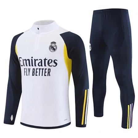 Real Madrid langermet fotballdrakt voksen barn treningsdress julegave 23-24 ny blåbai hvit V hvit hvit white-XS7- white L