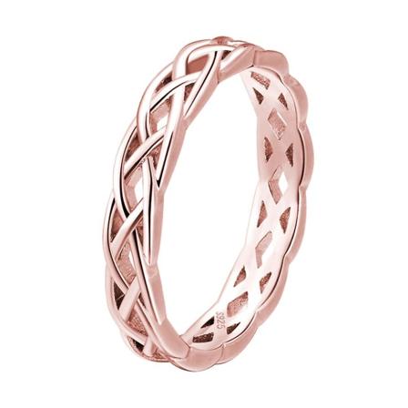 Minimalistiske kvinner vridd form hule band ring bryllup forslag smykker gave Rose Gold US 6