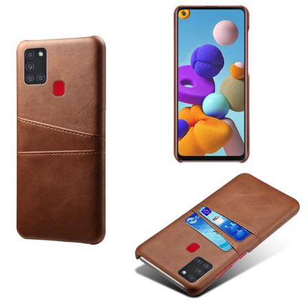 Samsung Galaxy A21s - Skal Med Kortfack - Brun Brown Brun