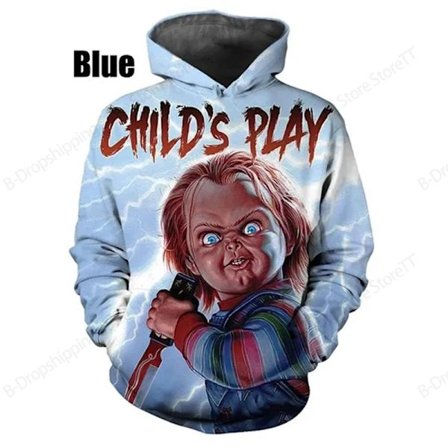 Efterår Vinter Herre Hættetrøje 3d Horrorfilm Chucky Print Hættetrøje Mænd Kvinder Mode Halloween Hættetrøjer Drengejakke Kvinder Sweatshirt Ny