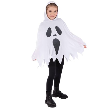 Hvit Spøkelse Poncho for Barn