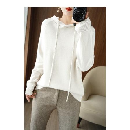 Kvinner Strikket Høst Vinter Genser Hette Koreansk Stil Ensfarget hettegenser Hettegenser Cardigan frakk White M