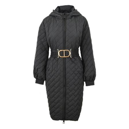 Twinset Logo-Riem Down Jacket , Zwart , Dames , Maat: S