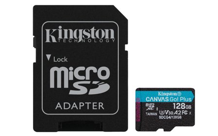 Kingston 128GB Canvas Go Plus Gen4 microSD-kort, UHS-I, U3, V30, A2, inkludert SD-adapter