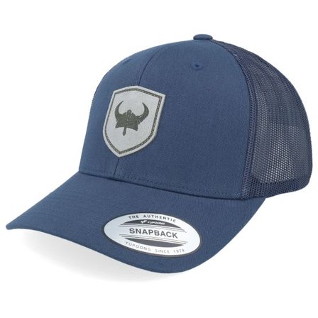 Vikings - Blå trucker Keps - Viking Horned Helmet Black Trucker @ Hatstore