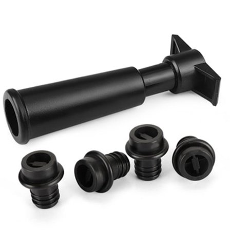 Svart pump med vinsparproppar håller vinet fräscht (svart pump + 4 proppar) Presentförpackning i fem delar