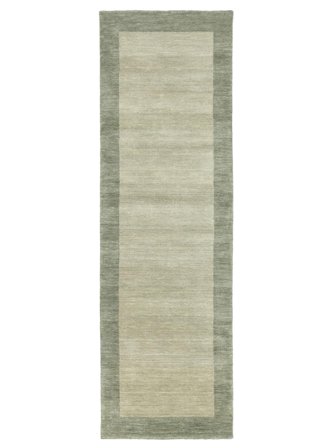 Uni Petit Handloom Frame Tapis - Gris/Vert 80X250 Laine