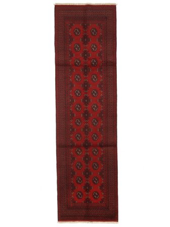 Afghan Fine Rug Hand Knotted 83X295 Runner Black/Dark Red Afghanistan