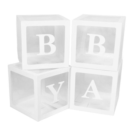 4 STK Transparent Ballongboks med Bokstaver for Frieri Bekjennelse Baby Shower Gave Dekor Hvit
