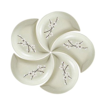 5 stk. Nordiske Blommeblomster Keramik Snacktallerkener Middag