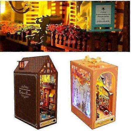 3D Trepuslespill Bokstøtte Dekorativ Bokstøtte DIY Bokkrok Miniatyrsett [D]