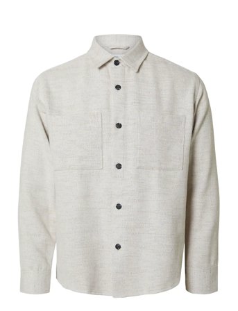 Slhreghank Herringb Overshirt Cream Selected