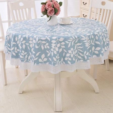 Rund vinylvoksduk blondeduk Vanntett PVC-plast - Perfet Blue Leaf