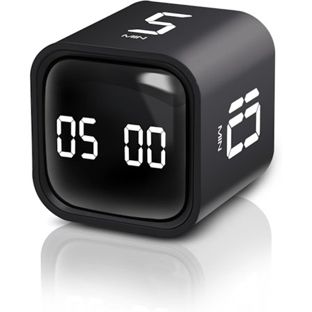 Kube Pomodoro-timer, Rotasjonstimer, 5/10/30/60 Minutter og Tilpasset Nedtelling, Produktivitetstimer, Pause og Fortsett, Stille
