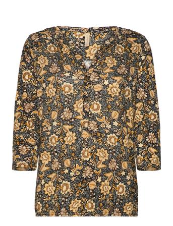 Sc-Felicity Aop Bluse Langermet Svart Soyaconcept*Betinget Tilbud