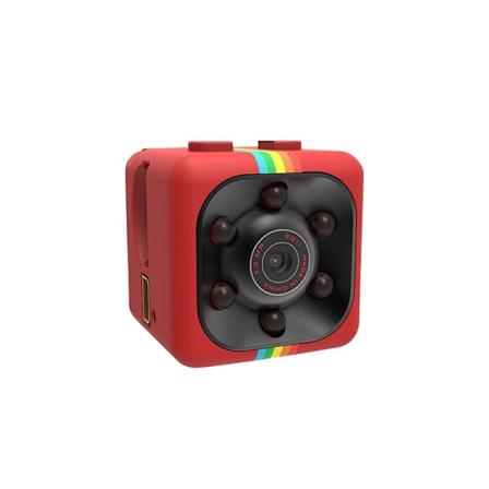 Mini kamera SQ11, 1080p, normal oppløsning, nattvisning, 360° roterende stativ, rød Red