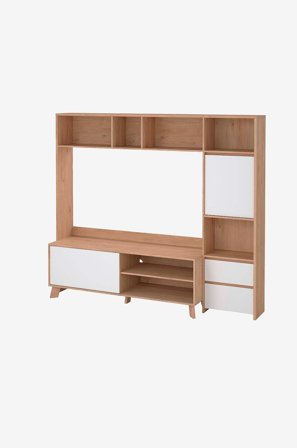 Tvilum - TV-vägg Next -enhet med 1 skjutdörr + 1 dörr + 2 lådor - Brun - TV-bänkar & mediabänkar - Från Homeroom