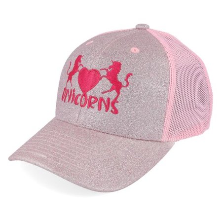Unicorns - Rosa trucker Keps - Kids Unicorns Heart Pink Glitter/Pink Trucker @ Hatstore