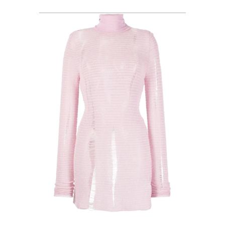 MM6 Maison Margiela Distressed Turtleneck Knit Soft Pink Pink, unisex Rullekraver