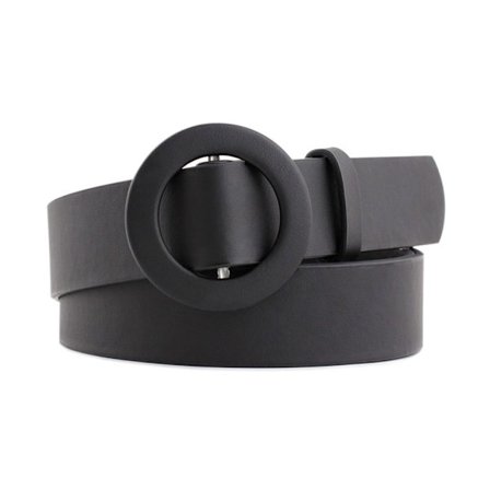 Skinnbelte rundt spenne linning SVART