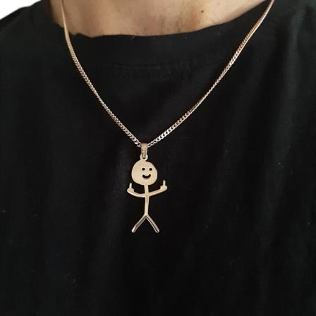 Håndlaget morsomt doodle-kjede i rustfritt stål, gull/sølv anheng for kvinner, unik gave og vennskapssmykke (sølv)
